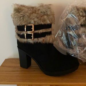 Size 10 NEW High heel fur ankle boots